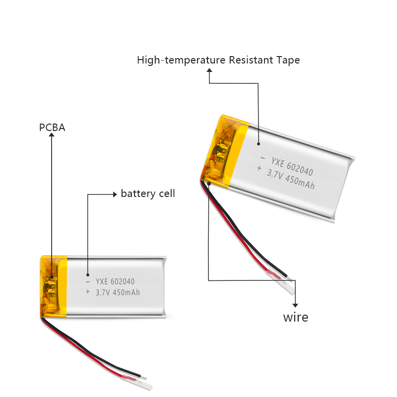 3.7 V Li-ion Battery 602040-450mah
